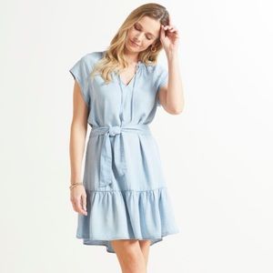 NWT Anthropologie Cloth & Stone ruffle neck tiered dress, size Small.